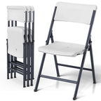Folding Chair 4 Pack, Portable Heavy Duty Foldable Chair Plastic Seat with Steel Frame for Indoor and Outdoor, Dinning, Party, Wedding, Office, Patio, Garden, White