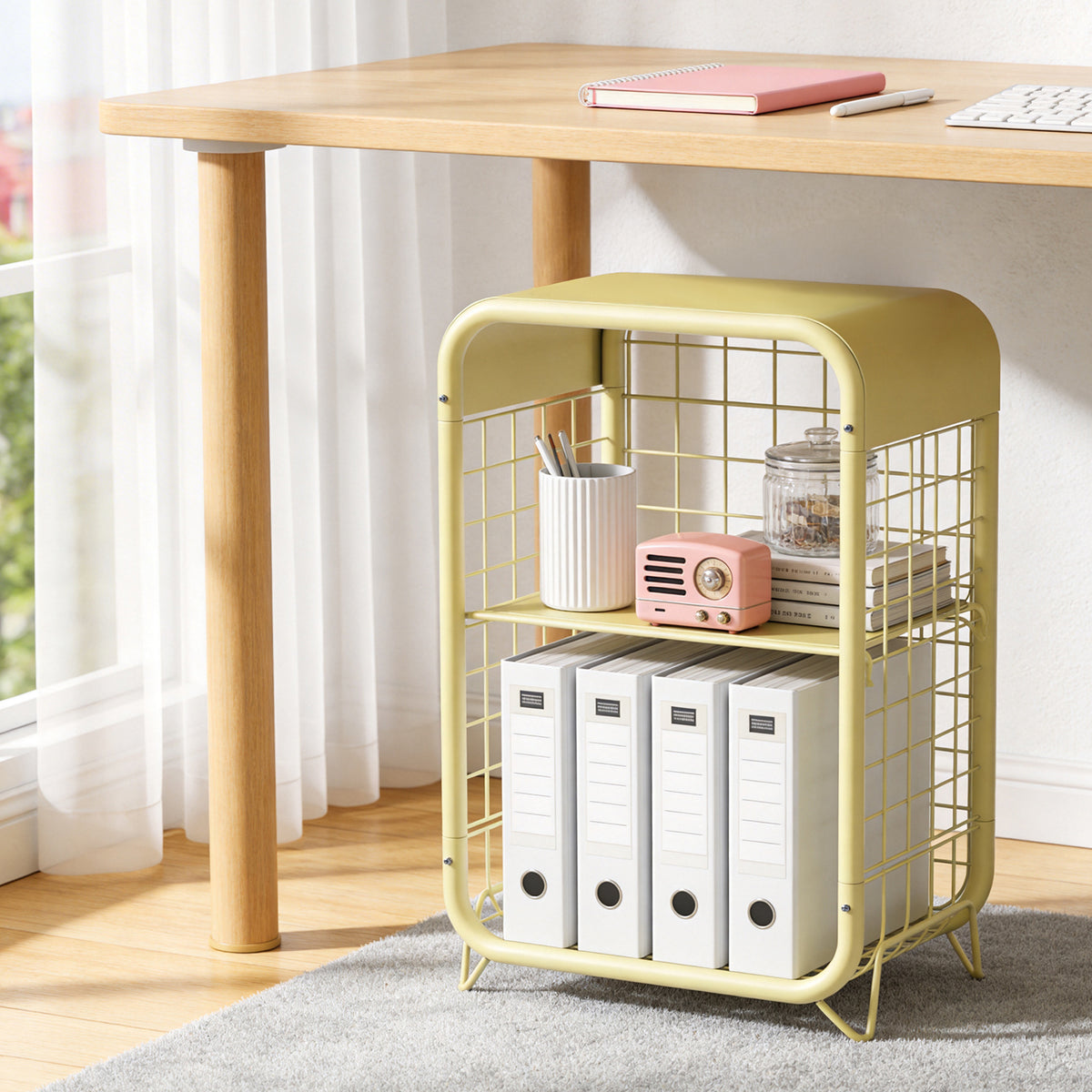 Cute Nightstand, Metal End Table, Side Table with Storage, 3-Tier Narrow End Table for Girls, Small Beside Table for Bedroom, Living Room, Office, Decor, Pink