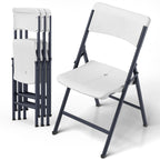 Folding Chair 4 Pack, Portable Heavy Duty Foldable Chair Plastic Seat with Steel Frame for Indoor and Outdoor, Dinning, Party, Wedding, Office, Patio, Garden, White