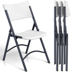 Folding Chairs 4 Pack, Outdoor Portable Foldable Chair with Steel Frame, 500lbs Capacity Heavy Duty Metal White Plastic Folding Chairs for Patio, Picnic, Kitchen, Dining