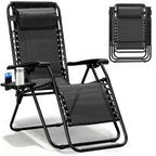 Zero Gravity Chairs Set of 2, Adjustable Lounge Chair Outdoor Recliner, Folding Reclining Lawn Chair, Anti Gravity Chair with Pillow & Cup Holder for Pool Camping Sunbathing Beach Patio (Gray)