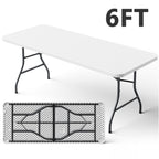 8ft Folding Table, Heavy Duty Plastic Card Table with Foldable Legs