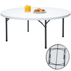 6FT Folding Round Table, Heavy Duty Plastic Card Table with Foldable Legs, Portable Folding Banquet Table for Living Room, Party or Outdoor Event, Indoor & Outdoor Use, Black