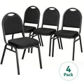 HaiNova Dome Back Stack Chair 4 Pack, with Black Vinyl Seat and Back, 500-lb Weight Capacity, Black Steel Frame, for Banquets, Weddings, Black