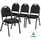 HaiNova Dome Back Stack Chair 4 Pack, with Black Vinyl Seat and Back, 500-lb Weight Capacity, Black Steel Frame, for Banquets, Weddings, Black