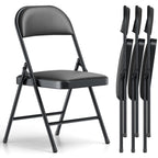 Folding Chair 4 Pack, Comfy PU Leather Padded Folding Chairs for Outside and Indoor, Heavy Duty Portable Foldable Metal Commercial Seat for Home Office, Dorm, Party, Backyard, Lawn, Patio