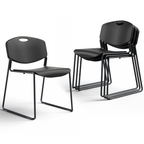 Stacking Chairs Set of 4, Plastic Waiting Room Chair with Sled Base, Stackable Office Guest Reception Chairs No Wheels for Break Rooms and Conference Rooms Black
