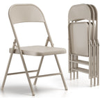 HaiNova All Iron Steel Folding Chair 4 Pack,Durable Portable,Capacity 350 lbs, Indoor/Outdoor Dual-Use Seating for Various Occasions, Khaki