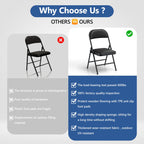 4 Pack Padded PU Leather Folding Chairs, Heavy Duty Portable Foldable Metal Chairs with Thickened Cushion Seat and Back, Ergonomic Steel Frame for Indoor Outdoor, Home Office Party Patio Backyard