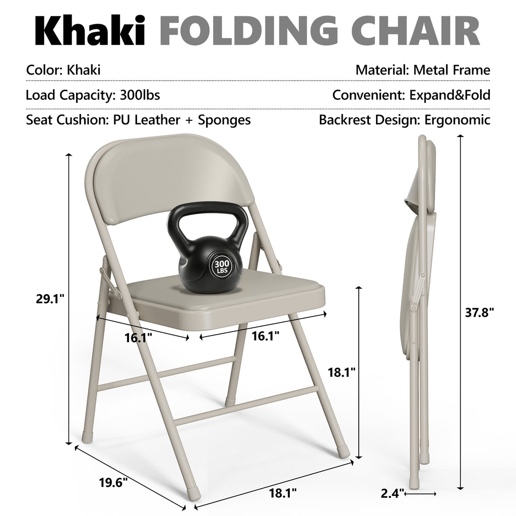 HaiNova 6 Pack Folding Chairs with Comfortable Cushion, Leather Padded Cushion Chair with Stainless Steel Frame for Home and Office, Gatherings
