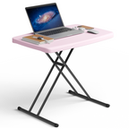 Folding Table 30 Inch - Small Desk Adjustable Height TV Tray for Laptop, Couch, Camping - Heavy Duty Utility Foldable Table for Small Spaces, No Assembly Required, Pink Granite