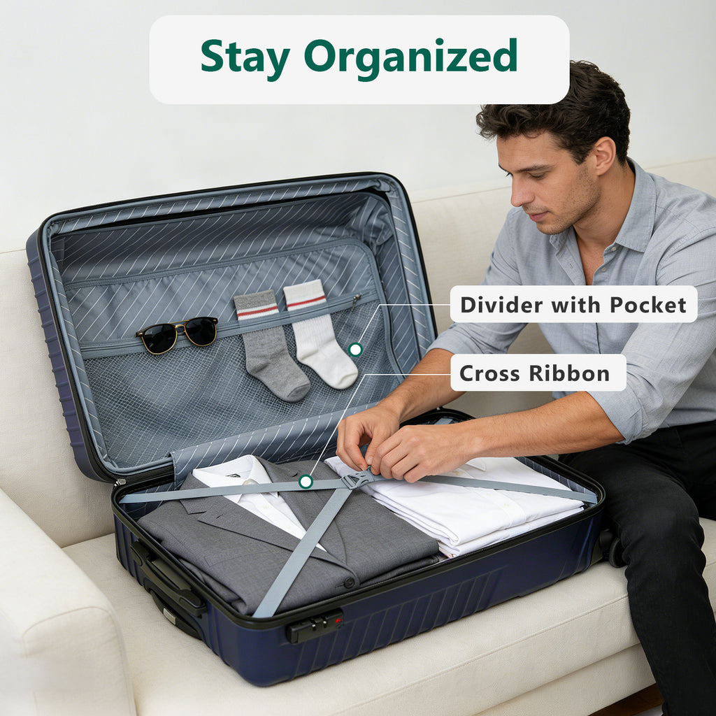 20 Inch Carry On Luggage, ABS Hardside Suitcase with Spinner Wheels, Airline-Approved Cabin Luggage with TSA Security Lock, Expandable Travel Suitcase for Flights, Business Trips & Weekend Vacations