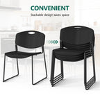 WLLJOY Black Sled Base Stack Chair 4 Pack, Metal Frame Max-Load bearing 350 lbs, Stackable Chairs for Waiting Room, Conference Room