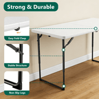 Folding Table, 4FT Foldable Picnic Table with Adjustable Height, Heavy Duty Fold-in-Half Portable Table for Weddings, Camping, RV Travel, Parties, BBQs, and Indoor Use, Easy to Fold and Store