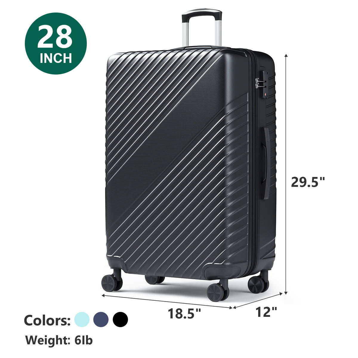 20 Inch Carry On Luggage, ABS Hardside Suitcase with Spinner Wheels, Airline-Approved Cabin Luggage with TSA Security Lock, Expandable Travel Suitcase for Flights, Business Trips & Weekend Vacations