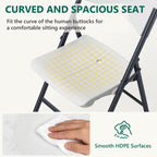 Folding Chair 4 Pack, Portable Heavy Duty Foldable Chair Plastic Seat with Steel Frame for Indoor and Outdoor, Dinning, Party, Wedding, Office, Patio, Garden, White