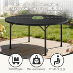 6FT Folding Round Table, Heavy Duty Plastic Card Table with Foldable Legs, Portable Folding Banquet Table for Living Room, Party or Outdoor Event, Indoor & Outdoor Use, Black