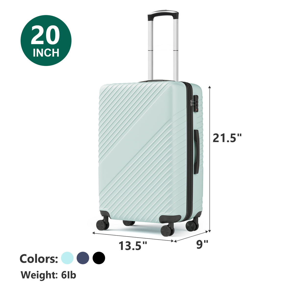 20 Inch Carry On Luggage, ABS Hardside Suitcase with Spinner Wheels, Airline-Approved Cabin Luggage with TSA Security Lock, Expandable Travel Suitcase for Flights, Business Trips & Weekend Vacations