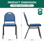 HaiNova Dome Back Stack Chair 4 Pack, with Black Vinyl Seat and Back, 500-lb Weight Capacity, Black Steel Frame, for Banquets, Weddings, Black