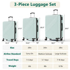 Luggage Sets 3 Piece, ABS Hardside Suitcase Set (20/24/28) with Spinner Wheels, TSA Security Lock, Airline-Approved Carry-On & Lightweight Large Checked Luggage for Business, Travel, Family Vacations