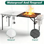 HaiNova Outdoor Folding Grill Table, 5 Foot Cook Table with Storage for Cooking Accessories, Foldable & Portable for Picnic, BBQ, and Party