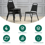 HaiNova Trapezoidal Back Vinyl Stacking Banquet Chair, Multipurpose Stacking Chair with Padded Seat and Back,for Weddings,dinners, Black