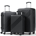 3-Piece Luggage Set - Carry-On & Large& Medium Checked Luggage with Dual Spinner Wheels - Durable Polypropylene Hardshell - TSA Lock, Airline-Approved - Expandable Hard Shell(Black)