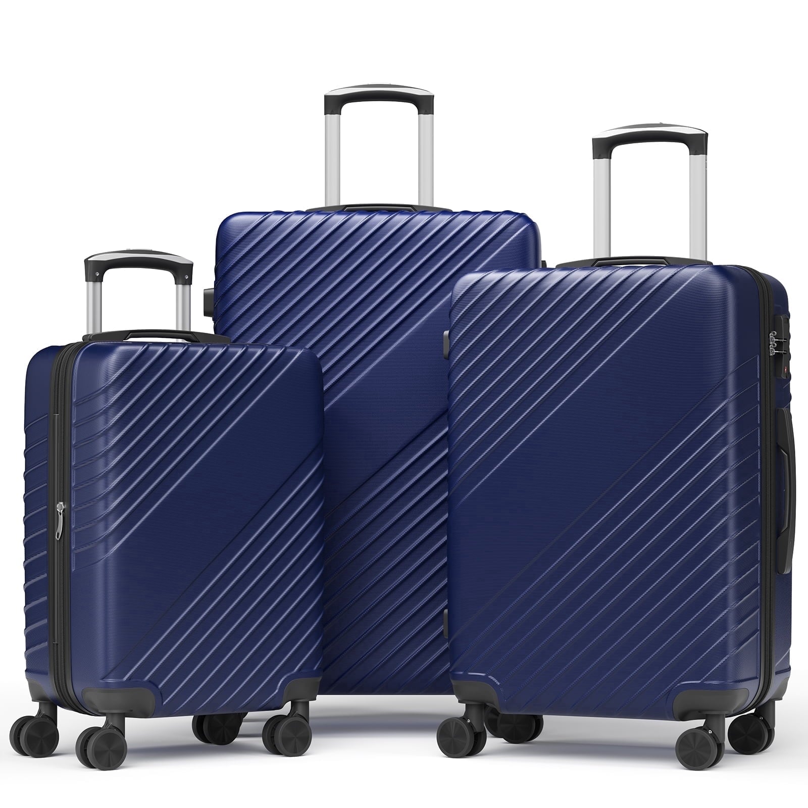 3-Piece Luggage Set - Carry-On & Large& Medium Checked Luggage with Dual Spinner Wheels - Durable Polypropylene Hardshell - TSA Lock, Airline-Approved - Expandable Hard Shell(Black)