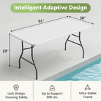 5FT Folding Table, Heavy Duty Plastic Table with Foldable Legs, Black