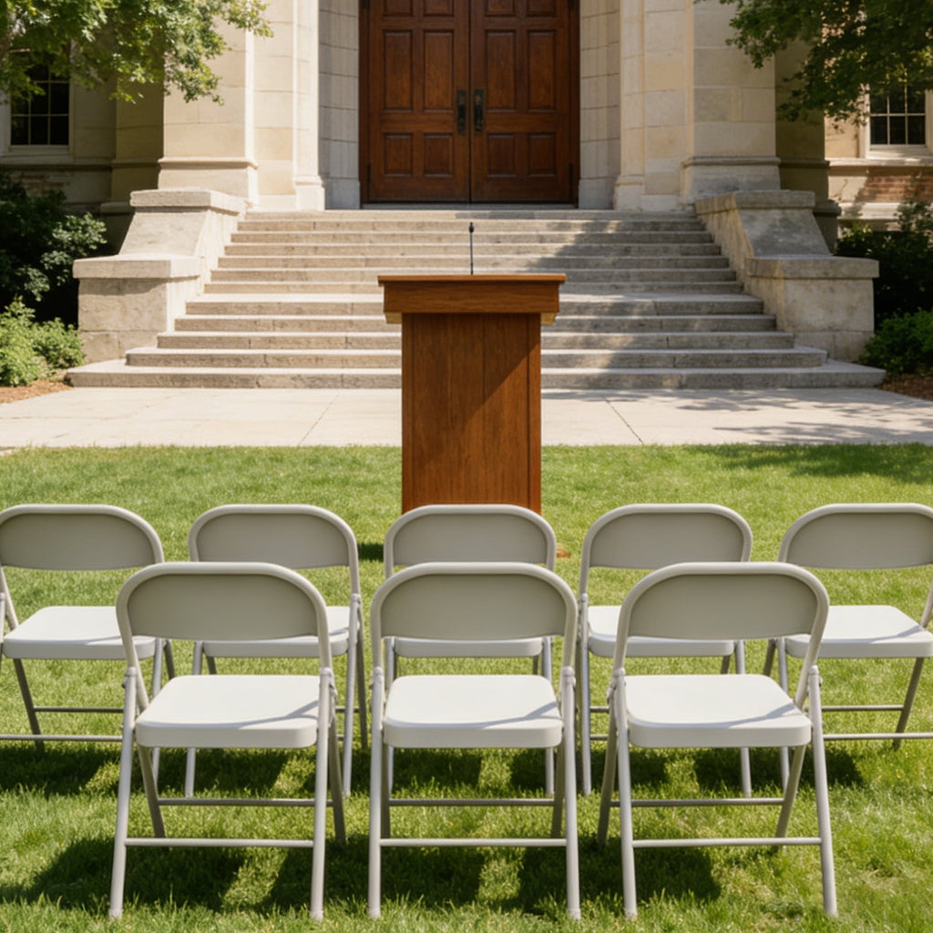 HaiNova All Iron Steel Folding Chair 4 Pack,Durable Portable,Capacity 350 lbs, Indoor/Outdoor Dual-Use Seating for Various Occasions, Khaki