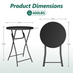 HaiNova 32in Folding Round High Top Table, Cocktail Table, with Removable Legs, Tall Bistro Foldable Bar Height Table for Parties, Patio, Black