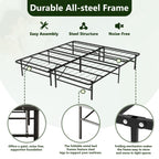 HaiNova King Bed Frame Folding Metal Platform Bed Frame with Heavy Duty and Strong Bearing Capacity, 14 Inches High, Black
