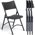 Folding Chairs 4 Pack, Outdoor Portable Foldable Chair with Steel Frame, 500lbs Capacity Heavy Duty Metal White Plastic Folding Chairs for Patio, Picnic, Kitchen, Dining