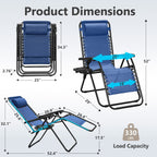 Zero Gravity Chairs Set of 2, Adjustable Lounge Chair Outdoor Recliner, Folding Reclining Lawn Chair, Anti Gravity Chair with Pillow & Cup Holder for Pool Camping Sunbathing Beach Patio (Gray)
