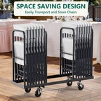 Folding Chair 4 Pack, Portable Heavy Duty Foldable Chair Plastic Seat with Steel Frame for Indoor and Outdoor, Dinning, Party, Wedding, Office, Patio, Garden, White