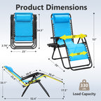Zero Gravity Chairs Set of 2, Adjustable Lounge Chair Outdoor Recliner, Folding Reclining Lawn Chair, Anti Gravity Chair with Pillow & Cup Holder for Pool Camping Sunbathing Beach Patio (Gray)