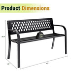 47" Outdoor Garden Bench, Patio Bench with Backrest, Weatherproof, Black