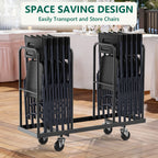 Folding Chairs 4 Pack, Outdoor Portable Foldable Chair with Steel Frame, 500lbs Capacity Heavy Duty Metal White Plastic Folding Chairs for Patio, Picnic, Kitchen, Dining