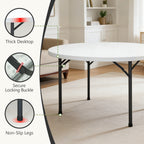 60" Folding Round Table, Plastic Dinner Table, Portable Folding Banquet Table for Living Room, Party or Outdoor Event, Black