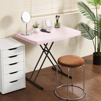 Folding Table 30 Inch - Small Desk Adjustable Height TV Tray for Laptop, Couch, Camping - Heavy Duty Utility Foldable Table for Small Spaces, No Assembly Required, Pink Granite