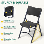 Folding Chairs 4 Pack, Outdoor Portable Foldable Chair with Steel Frame, 500lbs Capacity Heavy Duty Metal White Plastic Folding Chairs for Patio, Picnic, Kitchen, Dining