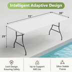 8ft Folding Table, Heavy Duty Plastic Card Table with Foldable Legs