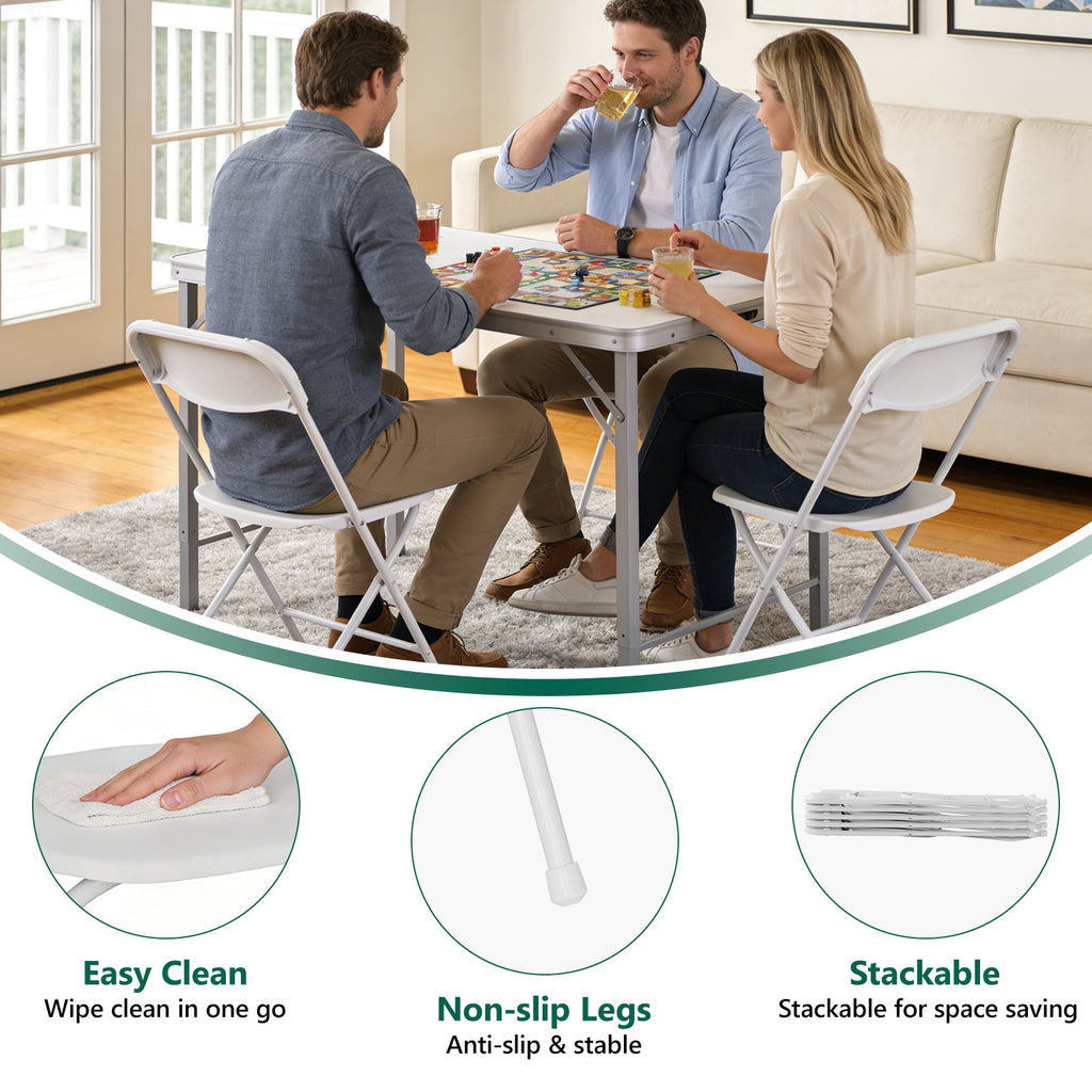 HaiNova Plastic Folding Chair 6 Pack, Portable Comfortable Event Chair, Capacity 350 lb, Indoor/Outdoor Dual-Use Seating for Various Occasions, White