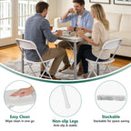 HaiNova Plastic Folding Chair 6 Pack, Portable Comfortable Event Chair, Capacity 350 lb, Indoor/Outdoor Dual-Use Seating for Various Occasions, White
