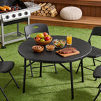 HaiNova 48in Round Folding Table, Portable Plastic Table for Indoor/Outdoor Events, Can Accommodate 4-6 People, Black