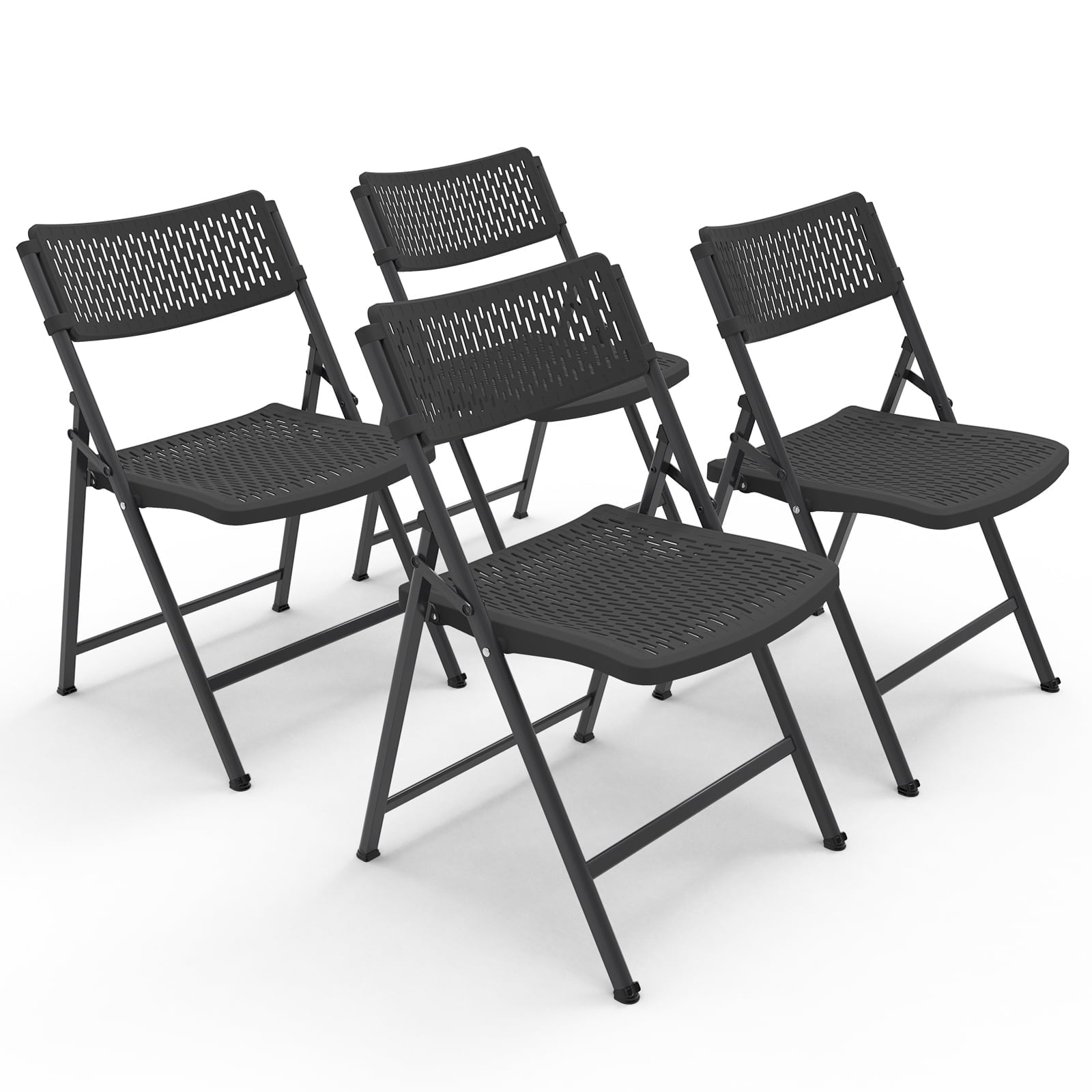 HaiNova 4 Pack Folding Chair, 350 Lb Weight Capacity, Fold chair with Breathable Seat Indoor/Outdoor for Picnic,Races, Parties & Weddings, White