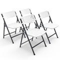 HaiNova 4 Pack Folding Chair, 350 Lb Weight Capacity, Fold chair with Breathable Seat Indoor/Outdoor for Picnic,Races, Parties & Weddings, White