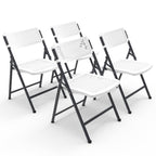 HaiNova 4 Pack Folding Chair, 350 Lb Weight Capacity, Fold chair with Breathable Seat Indoor/Outdoor for Picnic,Races, Parties & Weddings, White