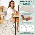HaiNova Fabric Folding Chair 4 Pack, with Fabric Padded Cushion & Back, Metal Frame, Easy to Use and Store for Home, Office, Party, Khaki