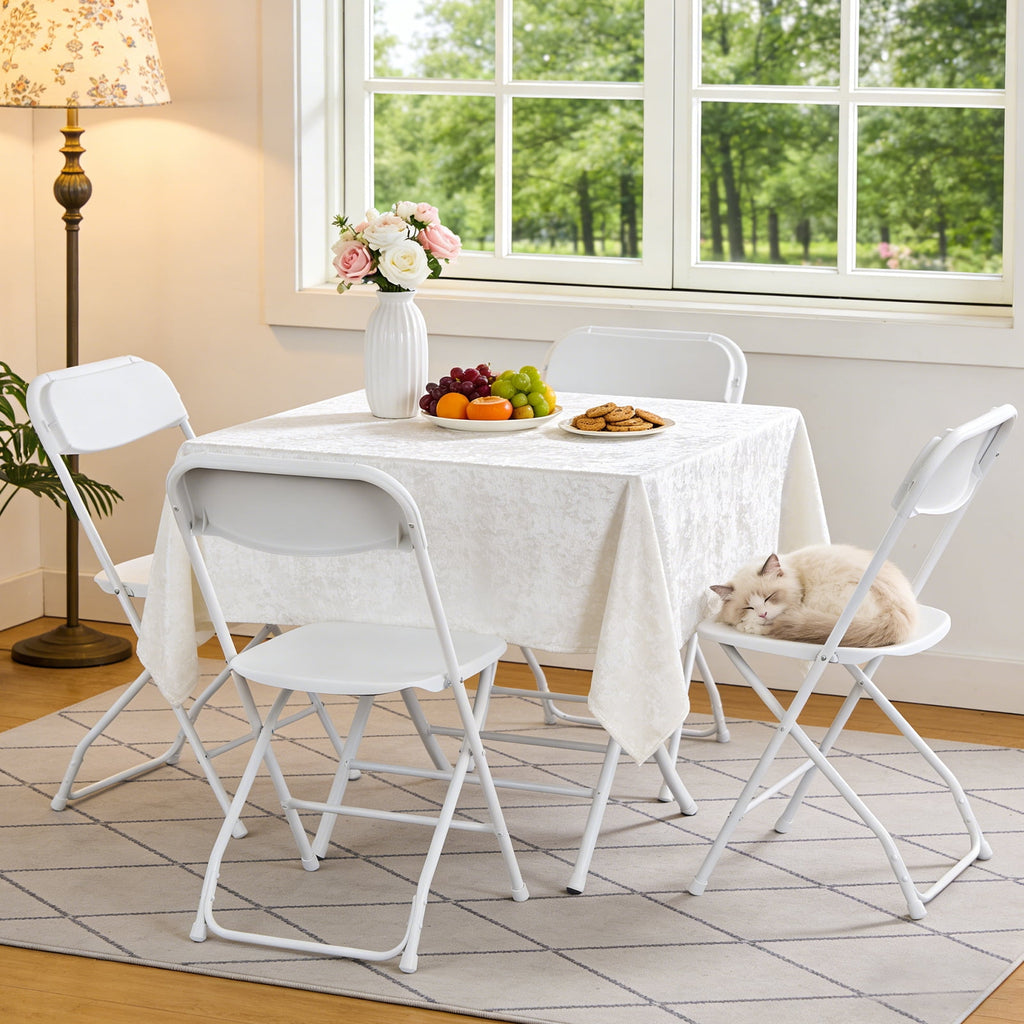 HaiNova Plastic Folding Chair 6 Pack, Portable Comfortable Event Chair, Capacity 350 lb, Indoor/Outdoor Dual-Use Seating for Various Occasions, White